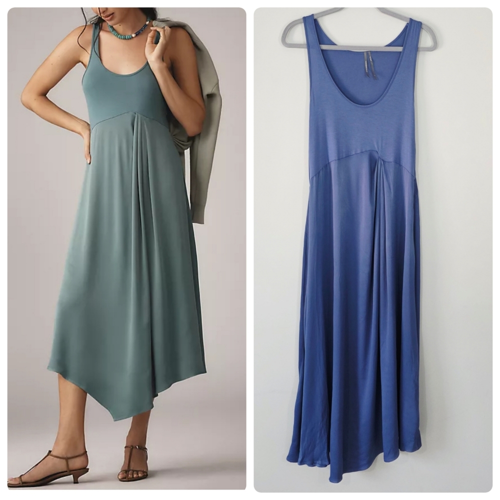 Anthropologie The Gemini Twofer Blue Midu Dress Size Large - Picture 1 of 11